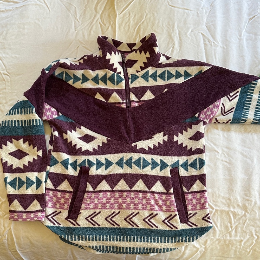 Cruel Girl Purple and Teal Geometric Sweatshirt